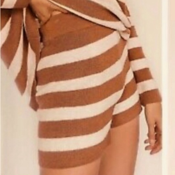 FREE PEOPLE BEACH KNIT SHORTS XS BROWN WHITE - Picture 1 of 1